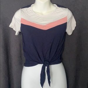 Navy stripe crop top